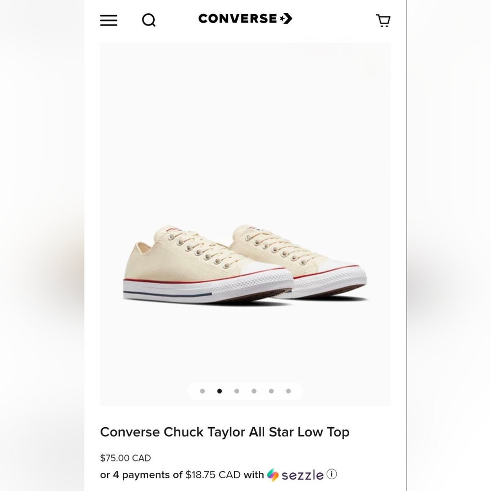 Converse Chuck Taylor All Star Low Top, Size 7